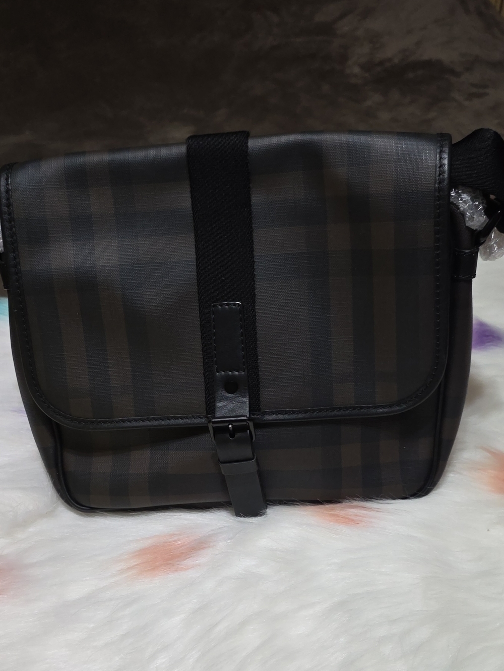Fendi Mens Black Plaid Crossbody Bag - Sleek Everyday Carry